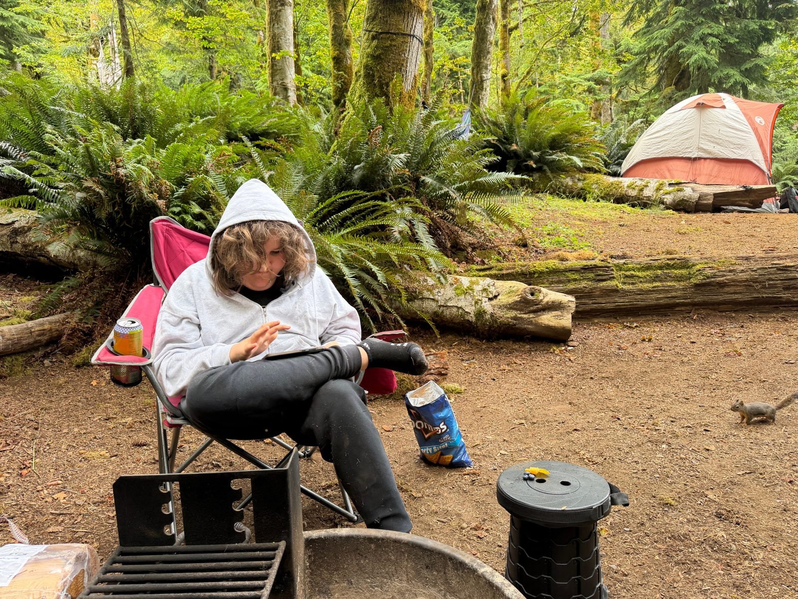 Camp chair at a family campsite